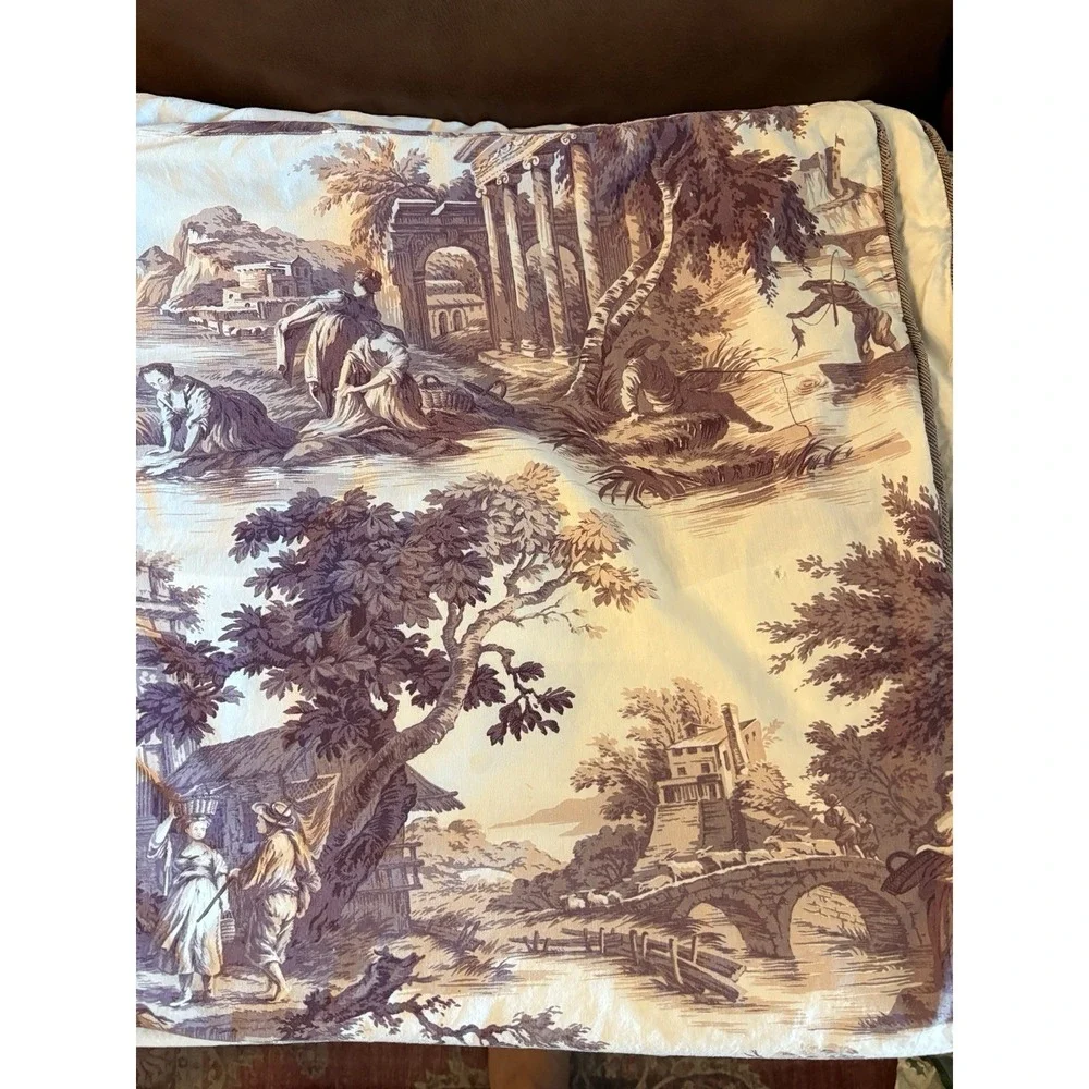 VTG Toile Spa Chinoiserie Custom‎ Made Queen Duvet Cover Soft Lavender 87
